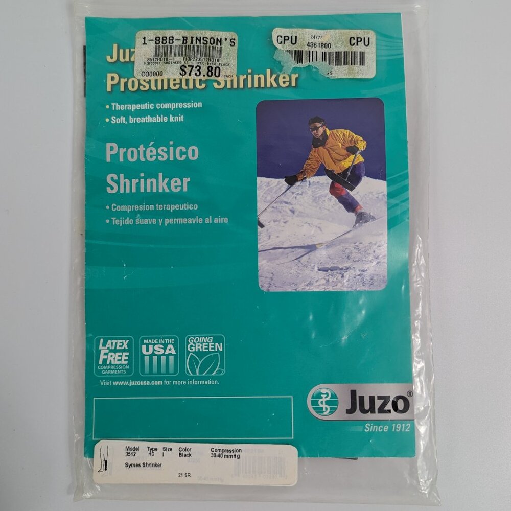 NEW Juzo Compression Prosthetic Shrinker Model 3512 Type HD Size I Black